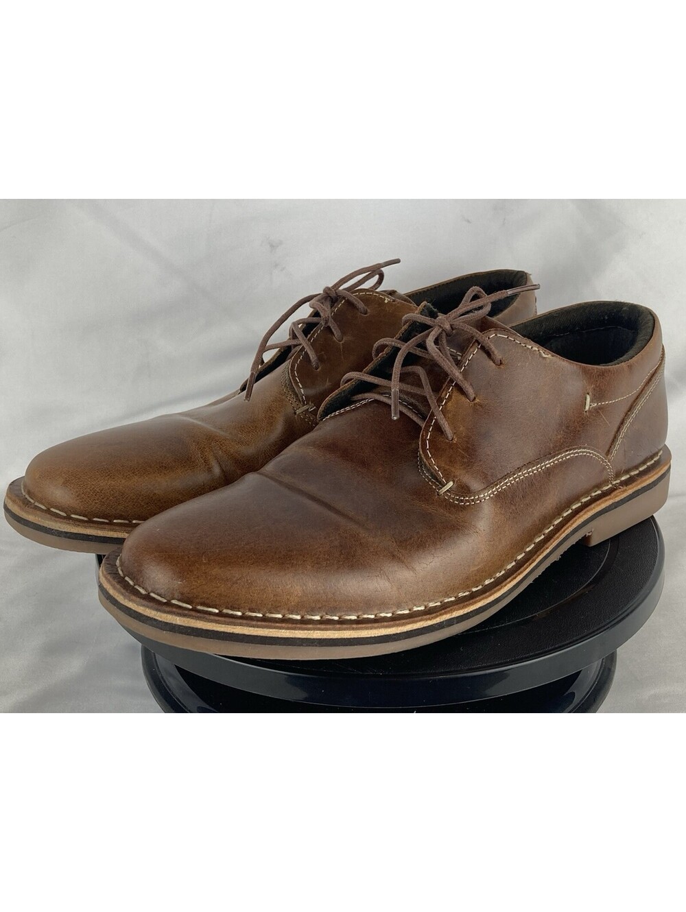 Men’s 9.5 Steve Madden Harpoon 982 Wood Brown Leather Derby Oxford Shoes Derby